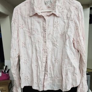 Ryan Michael Women's Pink Linen Blouse